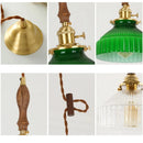 Axyaa Green Glass LED Pendant Light with Wood Hangle & Copper Socket