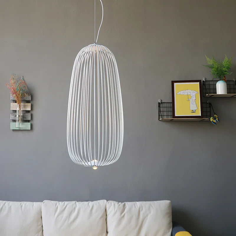 Axyaa Spokes Pendant Lamp: Modern Bird Cage LED Light for Kitchen, Dining Room & Home Decor