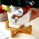 Axya Glass Fruit Plate with Wooden Base - Round Transparent Salad Bowl for Desserts