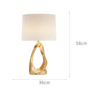 Axyaa Golden Resin Hollow Table Lamp with LED Light, White Cloth Lampshade for Bedroom & Study