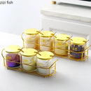 Axya Glass Seasoning Jar with Gold Lid - Kitchen Storage Container