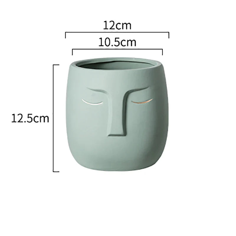 Axya Ceramic Face Vase for Home and Office Decor