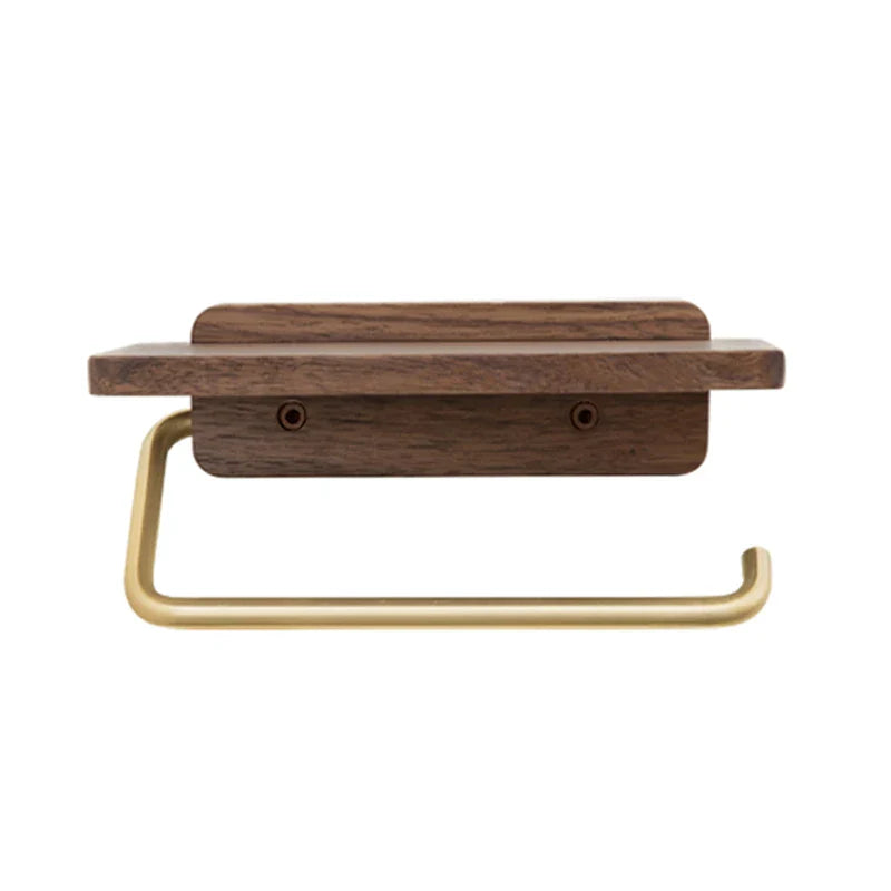 Axya Wooden Wall Shelf with Toilet Paper Towel Rack for Home Organization