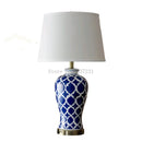 Axyaa Blue Ceramic Desk Lamp: Hand-painted Retro Bedside Light Home Decor