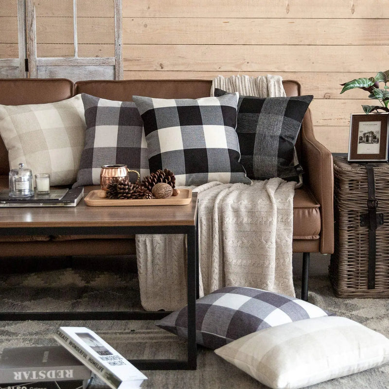 Axyaa Buffalo Plaid Cushion Cover 45*45 for Living Room Sofa - Home Decoration