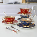 Axya Retro Ceramic Coffee Cup & Saucer Set - Classic British Style High Grade Porcelain