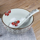 Axya Japanese-style Ceramic Spoon Set Blue Red Flower Soup Scoop Tableware