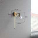 Axyaa Nordic Glass LED Wall Light with Switch, Pure Copper, Bedroom Living Room Stair Lamp
