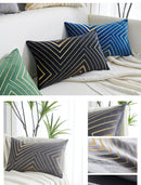 Axyaa Nordic Style Velvet Cushion Cover 30x50cm with Gold Embroidery for Home Decor