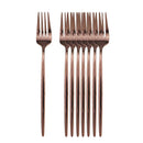Axyaa Black Gold Dinner Fork Set - Stainless Steel Silverware Flatware Tableware