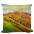 Axyaa Landscape Oil Painting Throw Pillow Cover, Trees Flowers Pastoral Decor, 45x45CM