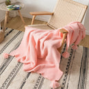 Axyaa Yellow Knit Throw Blanket with PomPom Tassels - 50"x62"