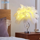Axyaa Ostrich Feather Table Light with Remote Control Dimmer