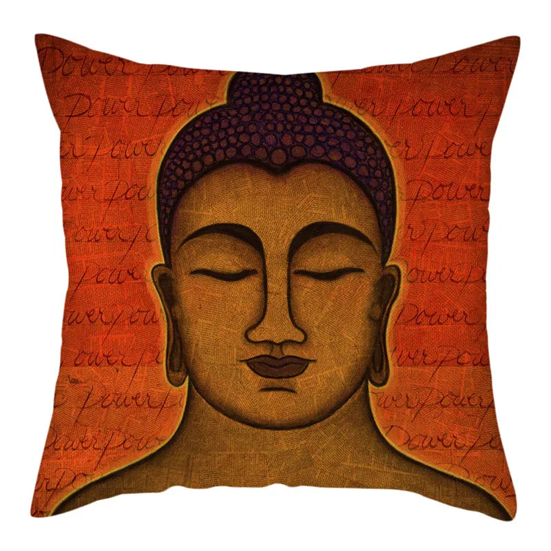 Buddha Pattern Throw Pillow Cover by Axyaa for Home, Car, Sofa Décor