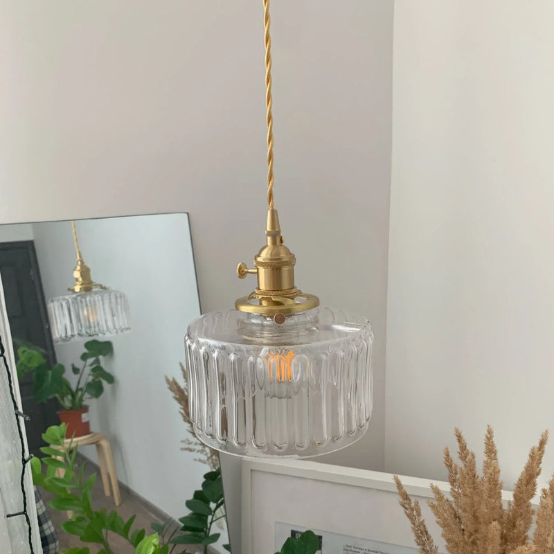 Nordic Glass Pendant Light Lamp LED Hanging Fixture Modern Copper Luminaire by Axyaa