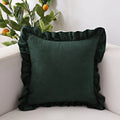 Axyaa Soft Faux Suede Ruffle Cushion Cover for Home Decor