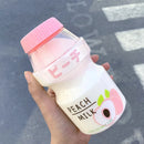 Axyaa Frosted Plastic Fruit Water Bottle 480ml Cute Leakproof Kawaii Milk Carton Shape