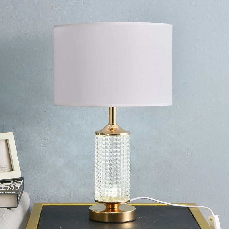 Axyaa Clear Crystal Glass LED Table Lamp for Bedroom and Living Room