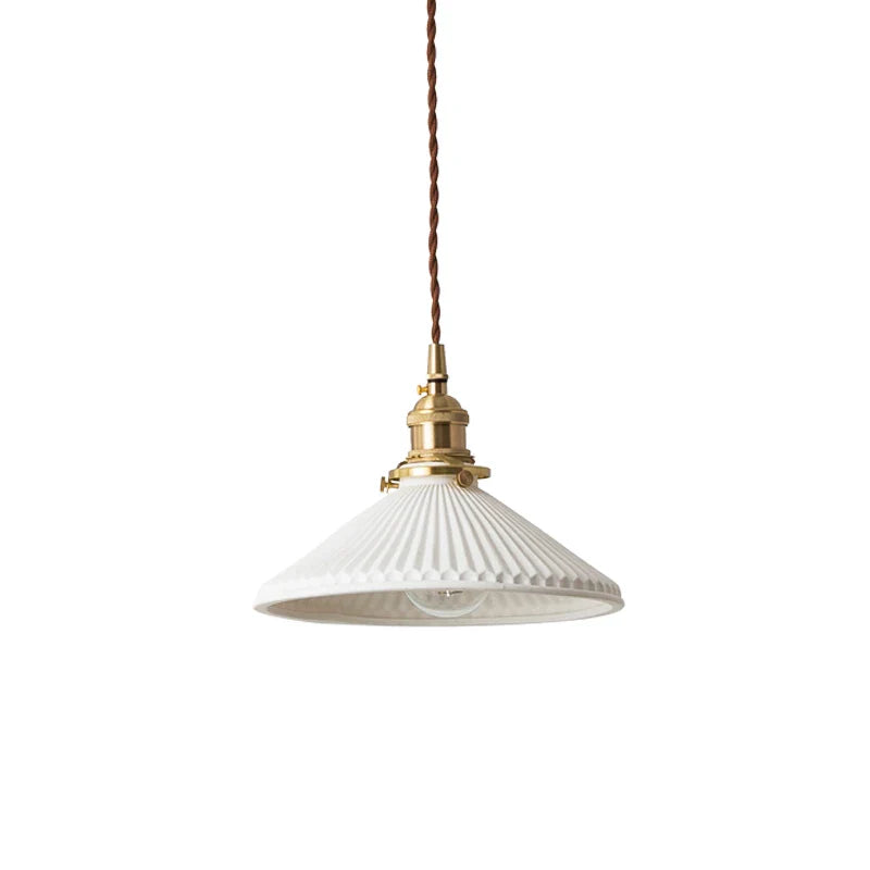 Axyaa White Ceramic Brass Pendant Lights - Nordic Japanese Style Hanging Lamp