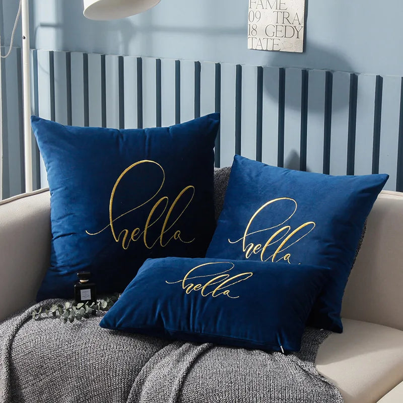 Soft Velvet Embroidered Cushion Cover by Axyaa