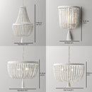 Axyaa Weathered White Wood Beads Chandelier Pendant Light for Nursery Bedroom Living Room