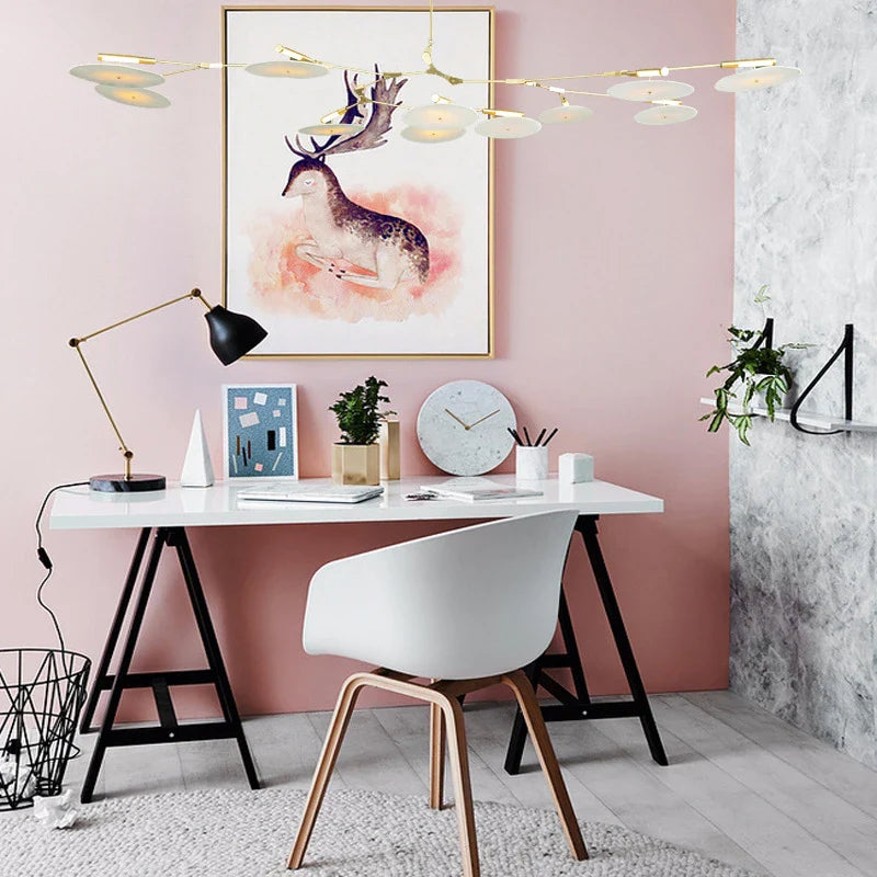Axyaa Molecular UFO Gold Chandelier, Modern Nordic Designer Lighting for Home Decor