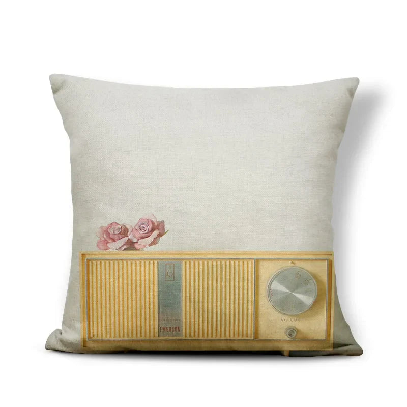 Axyaa Retro Record Camera Pillow Cover - 45X45CM