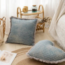 Axyaa Fringed Denim Cushion Cover 45x45cm Square Heart Circle for Home Decoration