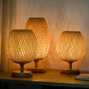 Axyaa Bamboo Table Lamp with E27 Lamp Holder for Modern Indoor Lighting
