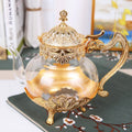 Axyaa Palace Golden Glass Teapot - Elegant Kitchen Coffee Pot for Home Decor or Gifts