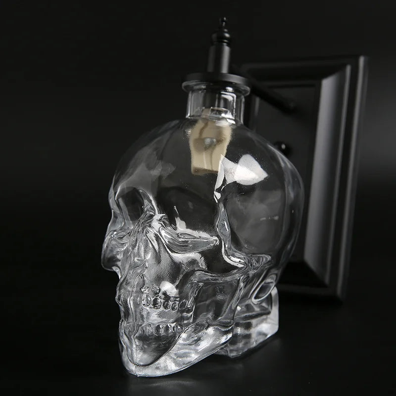 Axyaa Skull Bones Glass Bottle Wall Lamps - Industrial Retro Lighting for Restaurant and Bar