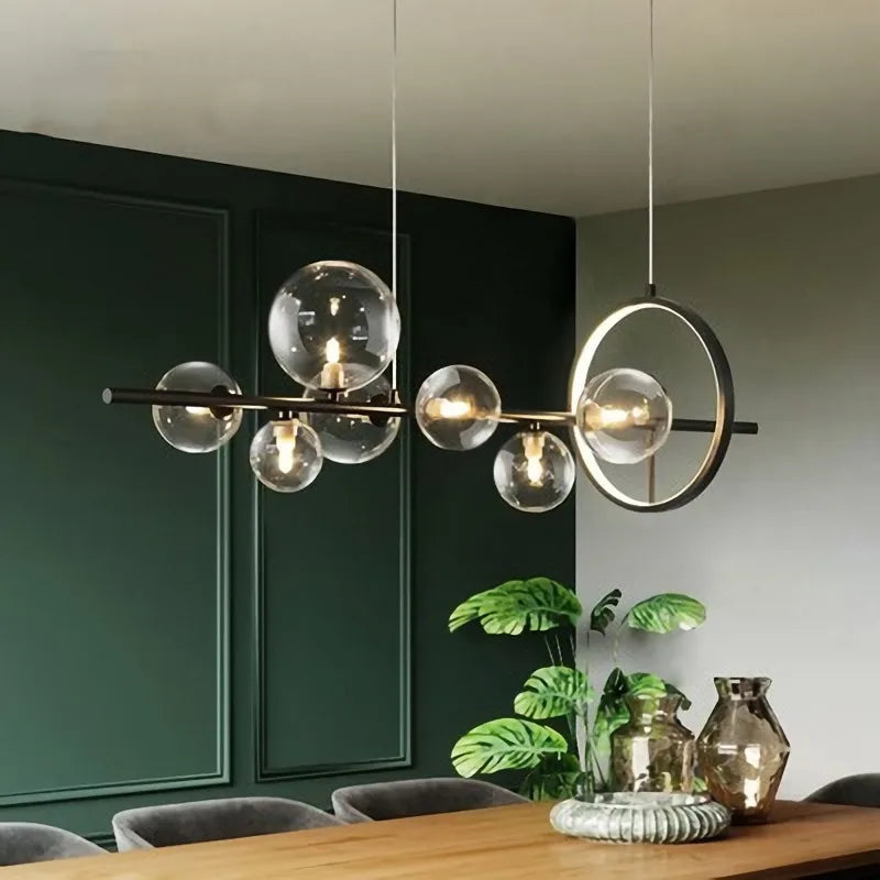 Axya Black Metal Glass Ball LED Pendant Light for Home Decor