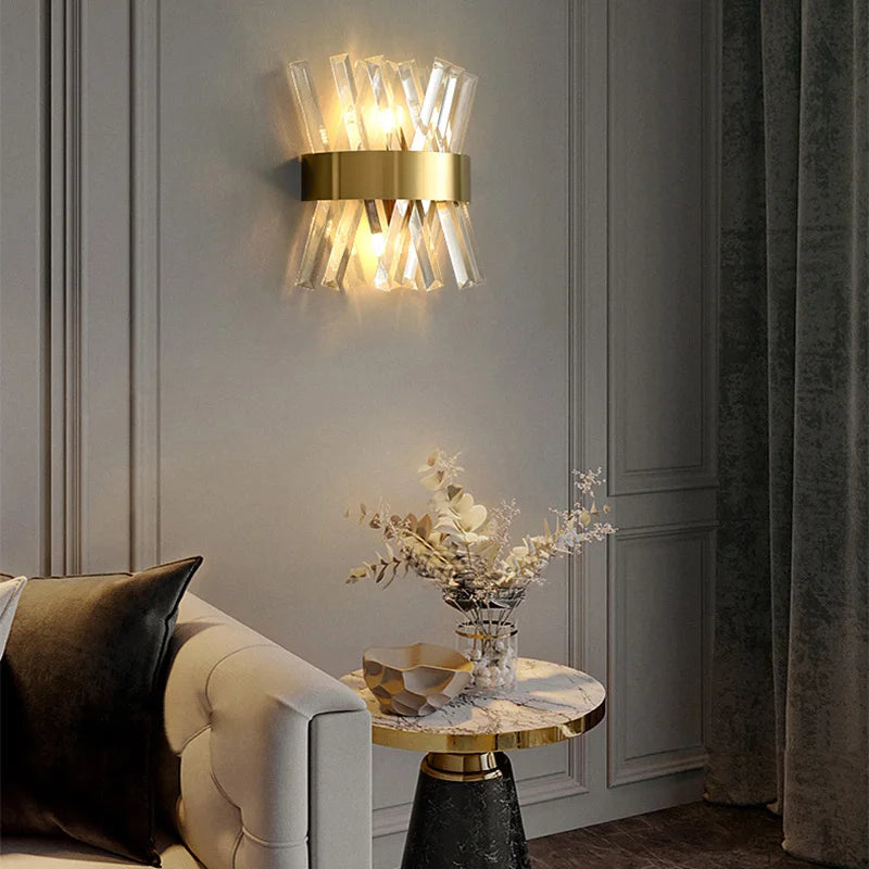 Axyaa Crystal Wall Lamp: Elegant Lighting for Living Room, Bedroom, and More