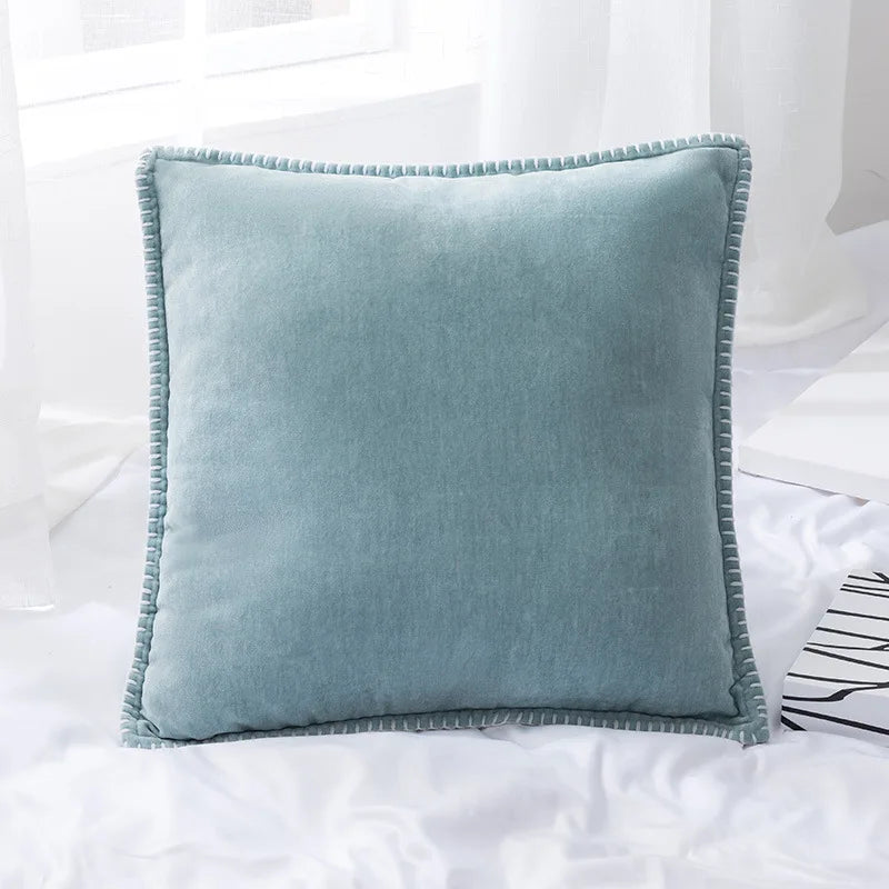 Chenille Cushion Cover with Fringe in Pink Grey Mustard Yellow for Home Sofa Bed Decor 45x45cm