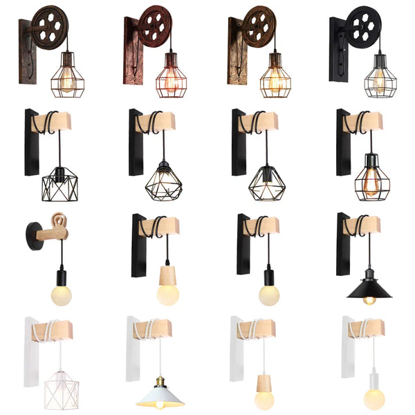 Axya Industrial Pulley Wall Light Shade - Retro Loft Lamp for Home Cafe Bar