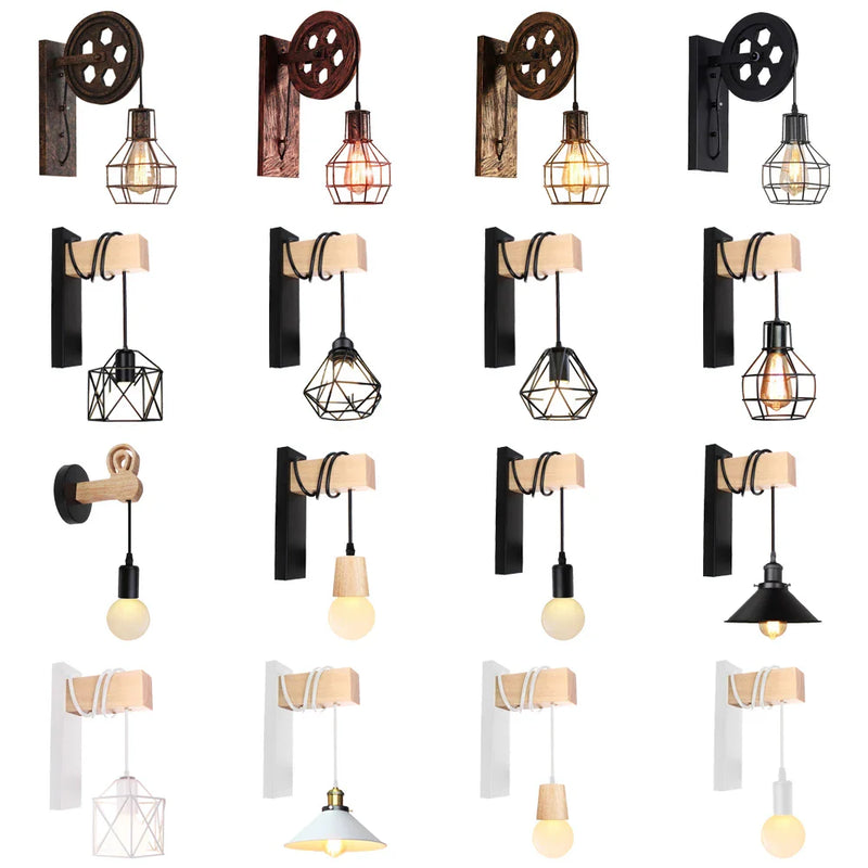 Axya Industrial Pulley Wall Light Shade - Retro Loft Lamp for Home Cafe Bar