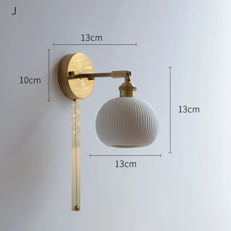 Axyaa Ceramic LED Wall Lamp with Knob Switch for Bedroom, Bathroom, and Stairway