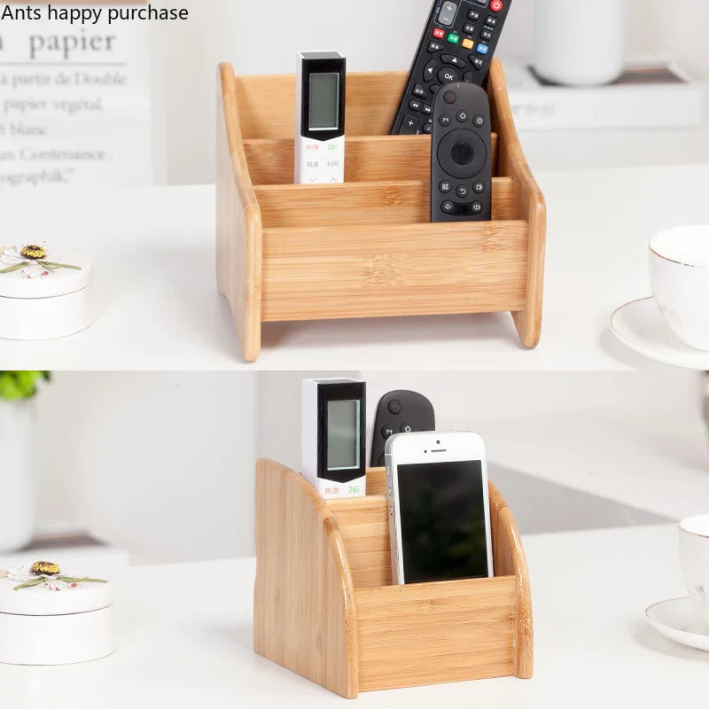 Axya Bamboo Remote Control & Tissue Box Organizer