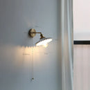 Axyaa Ceramic Copper Arm Wall Lamp with Pull Chain Switch, Japan Style