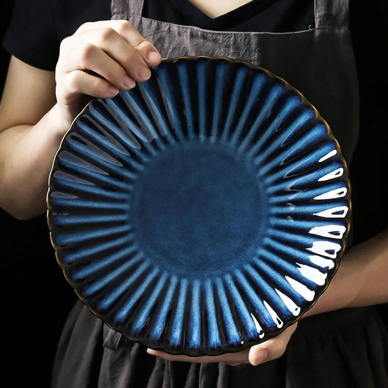 Axya Ceramic Dinner Plate, Klin Glaze, Round Dish, Dinnerware, Steak Food Plate