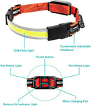 Axya Rechargeable Waterproof Headlamp with Red Warning Light