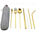 Axyaa Stainless Steel Travel Cutlery Set with Pouch