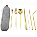 Axyaa Stainless Steel Travel Cutlery Set with Pouch