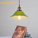Axyaa Nostalgic Industrial Green Glass Pendant Light for Restaurant and Coffee Shop