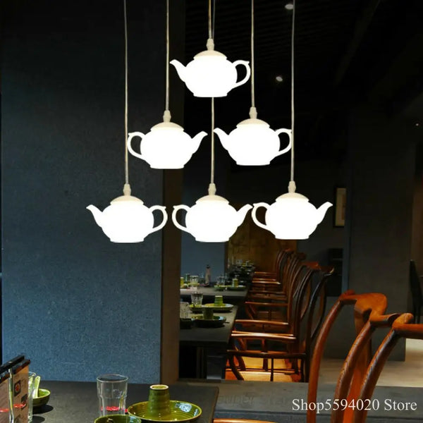 Axyaa Teapot Small Chandelier Lights: Modern Kitchen Hanging Lamps