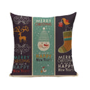 Axyaa Merry Christmas Decor Pillow Cover Set 45x45cm Linen Noel Cushion Cases