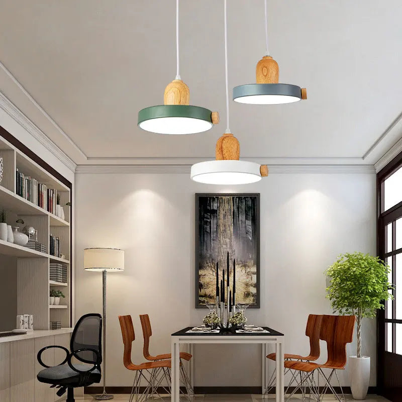 Axyaa Nordic LED Wood Iron Pendant Light - Customizable Modern Design