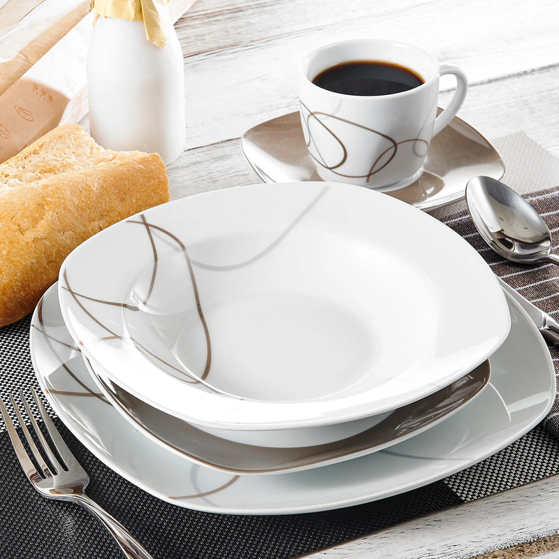 Axya™ 30-Piece Porcelain Dinner Set: Plates, Cups, Saucers - Elegant Kitchen Collection