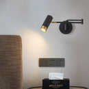 Axyaa Swing Arm Wall Light for Bedside Reading - Black/White, E27 Bulb, Eye Protection