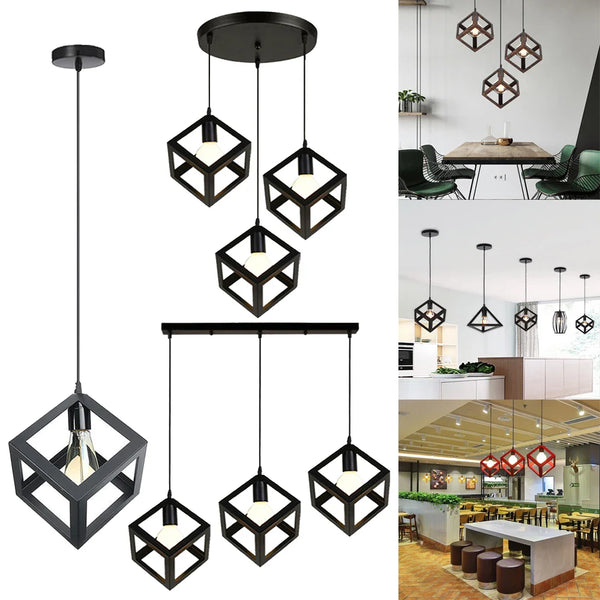 Axya Industrial Geometric LED Pendant Light with 3 Heads